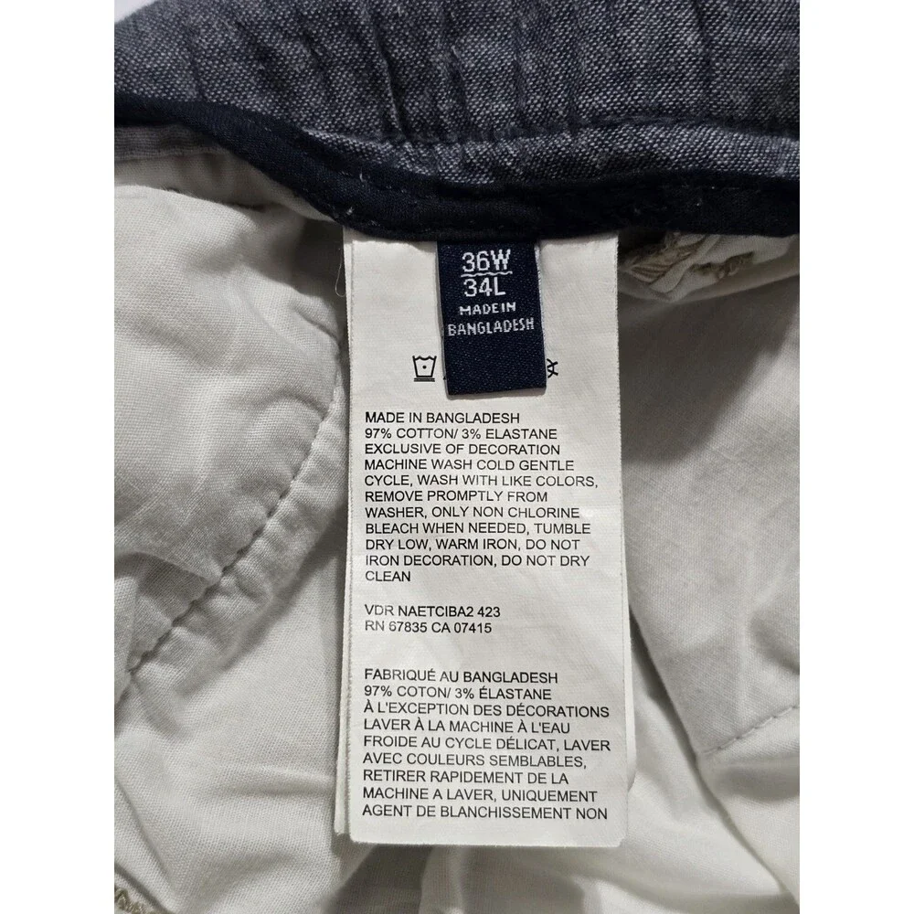 Nautica Classic Fit Khaki Chino Pants Men's 36x34 Straight Leg